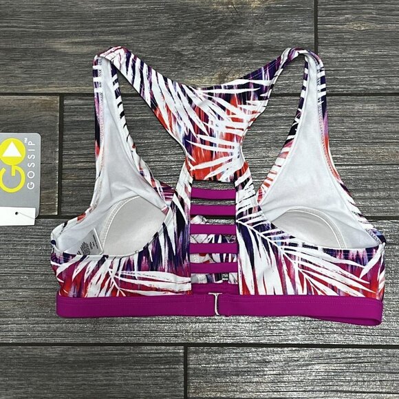 NWT GO by Gossip Bikini Set Palm Dazed Strappy-Back Bralette Top S Bottoms M - Picture 12 of 16